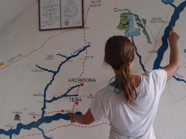 map of rafting route tena ecuador