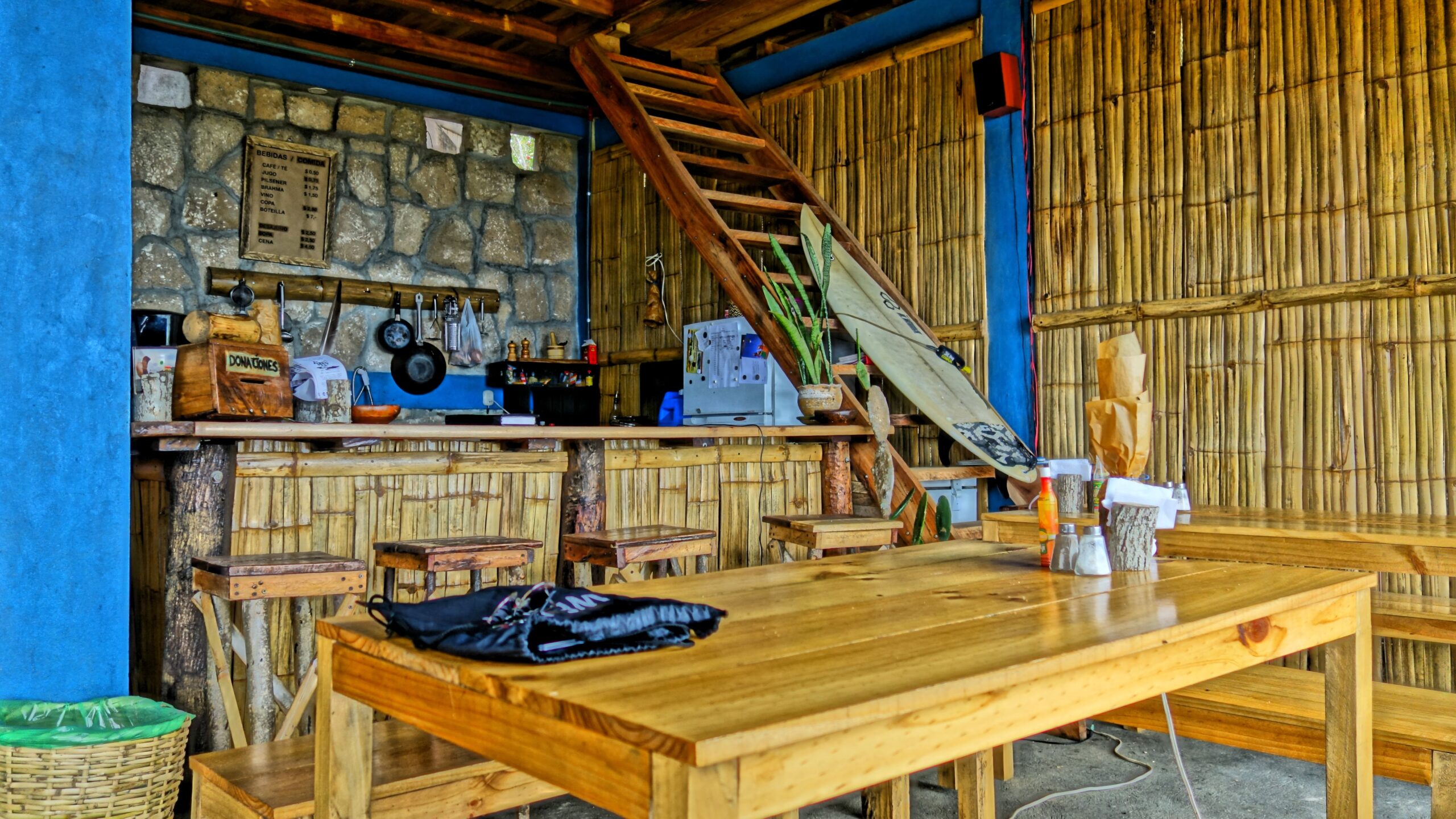 hostel kitchen in Ecuador